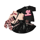 All Doll'd Up Black Vinyl Skirt with pink pockets