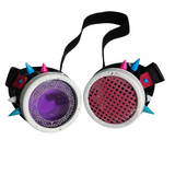 Punk Kidz Collab Goggles in black and white with pink, blue spikes