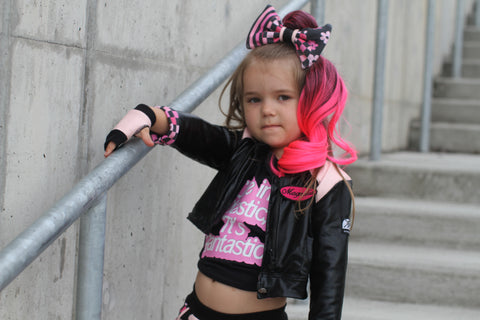 All Doll'd Up Vegan Leather Jacket Pink and Black Toddler girls