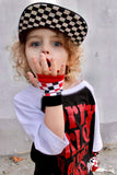 Wonderland Checkerboard Gloves in red,black and white