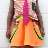 Neon Orange Twirly Pocket Skirt for girls
