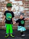 Lime Distressed Skinny Pants with straps  unisex kids