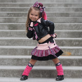 All Doll'd Up Vegan Leather Jacket Pink and Black Toddler girls