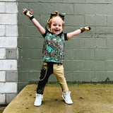 Steampunk Green and Gold Hoodie Shirt for Kids