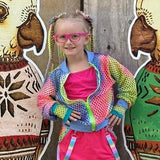 Rainbow Tie Dye Mesh Zip Up Jacket for boys and girls Pastel Version