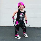 Punk Pleather Pants Pockets  Kids Unisex Boys Girls Black Hot Pink Turquoise