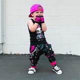 Punk Pleather Pants Pockets  Kids Unisex Boys Girls Black Hot Pink Turquoise