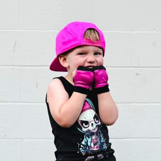 rockstar handschuhe Hot Pink & Black Childs Rockstar Fingerless Gloves for Kids and Adults – Steampunk-Wolf-Kidz