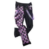 XO Purple Checkered Skinny Pants with Punk Straps for Unisex Kids Handmade for Girls and Boys