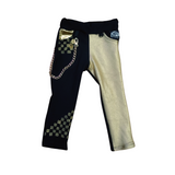 Gold and Black Kids Skinny Jogger Pants with Punk Chain Unisex Style