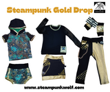 Steampunk Gold and Black Babies Kids Bummies shorts