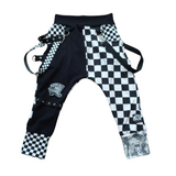 We're All Mad Joggers Pants for kids Black White punk style Checks Alice Hatter Wonderland