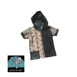 Kids Tweens Two Tone Shirt with X and Arrows on Tan Mocha Teal Vegan Cotton Fashion