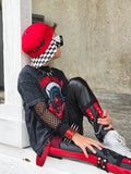 Punk Kids Pants Vegan Leather Extra Detail Pockets Metal Chains Straps Choice of Colors