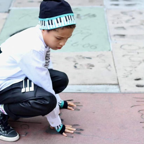 Piano Man Beanie and Fingerless Gloves for kids