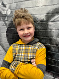 Mustard Punk Plaid Hoodie Sets or separates for boys and girls handmade