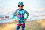 Smiley Face Surfer longer Length Swim Trunks for Kids with Custom color options
