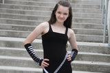 Black and White Striped Corset Gloves Arm Warmers