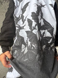 Nightwing Bats Kids Halloween Hoodie Applique Wings on Back Monochrome