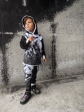Nightwing Bats Kids Halloween Hoodie Applique Wings on Back Monochrome