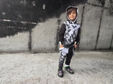 Nightwing Bats Kids Halloween Hoodie Applique Wings on Back Monochrome