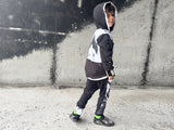 Nightwing Bats Kids Halloween Hoodie Applique Wings on Back Monochrome