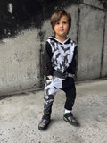 Bats in the Night Kids Jogger Pants Monochrome Halloween Spooky Punk Suspender Straps