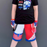 Punk Style Summer Shorts for boys girls kids Red White Blue Checkered Pockets 4th of July