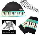 Piano Man Beanie and Fingerless Gloves for kids
