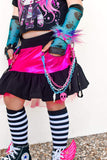 Girls Punk Ruffle Skirt Pink, Blue and Black Toddler Girls