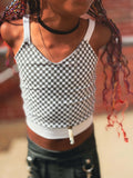 Girls Layered Short and Tank set in Checks Punk Mesh