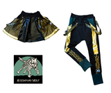 Metallic Gold Girls Twirly Skirt Pleather Mesh with Punk straps