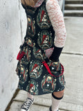 Mr and Mrs Skellington Girls  Dress Lace Hoodie Pockets Twirly Skirt Halloween Christmas Red Cream Black Handmade