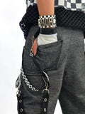 Z-Bolts Baggy Jeans for Kids and Adults 90's skater style dark denim pants with Checkered Star or Bolts patches Lots of pockets Suspenders