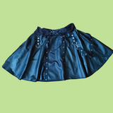 Black Vegan Leather skirt for girls full twirly skirt punk straps lace up front detail