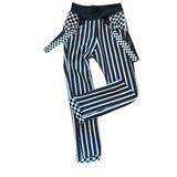 Pinstriped Jack Skinny Pants for Kids Punk Suspender Straps Black And White