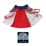 Patriotic Punk Twirly skirt or skirted bummies skort red white blue with Suspender Straps pockets girls and Mom sizes Street style