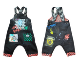Punk style GRAFFITI overalls for kids ooak custom color options
