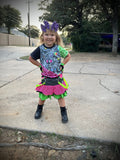 Zombie Collab Neon Pink and Lime Ruffle Skirt Toddler Girls Handmade
