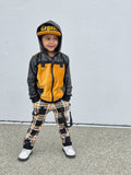 Punk Plaid Skinny Pants for Kids Unisex with Suspender straps Boys Girls