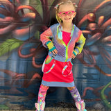 Rainbow  Mesh Fingerless Gloves in Bright Neon Colors Unisex Gender Neutral style gloves