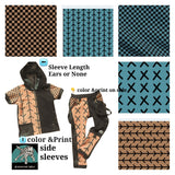 Kids Tweens Two Tone Shirt with X and Arrows on Tan Mocha Teal Vegan Cotton Fashion