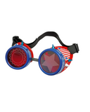 Patriotic Goggles Steampunk Red Blue USA Hand painted Custom Lenses