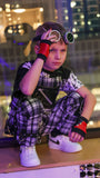 Kids Punk Plaid Overalls as seen at New York Fashion Week Runway Monochrome Boys Girls  Dungarees 100% Savage Street Style