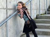Chocolate Bunny Twirly Dress with Punk straps and hoodie for girls kids babies bunny ears Easter Teal Mocha Mousse