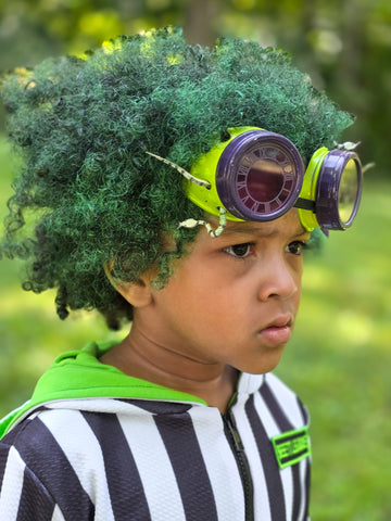 Beetle juice Goggles with rubber sandworm steampunk eyewear cosplay Halloween Burton Fans