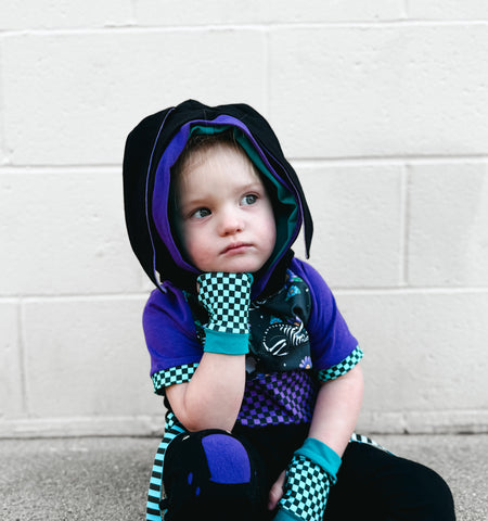 Kids Aqua Blue Checkerboard Fingerless Gloves for kids and Adults