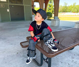 Crew Baggy Jeans for Kids and Adults 90's skater style dark denim pants  Lots of pockets Suspenders