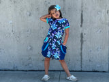 Unicorn Stitch handmade dress with pockets,twirly skirt,punk suspender straps toddlers baby girls Halloween