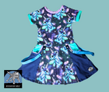 Unicorn Stitch handmade dress with pockets,twirly skirt,punk suspender straps toddlers baby girls Halloween